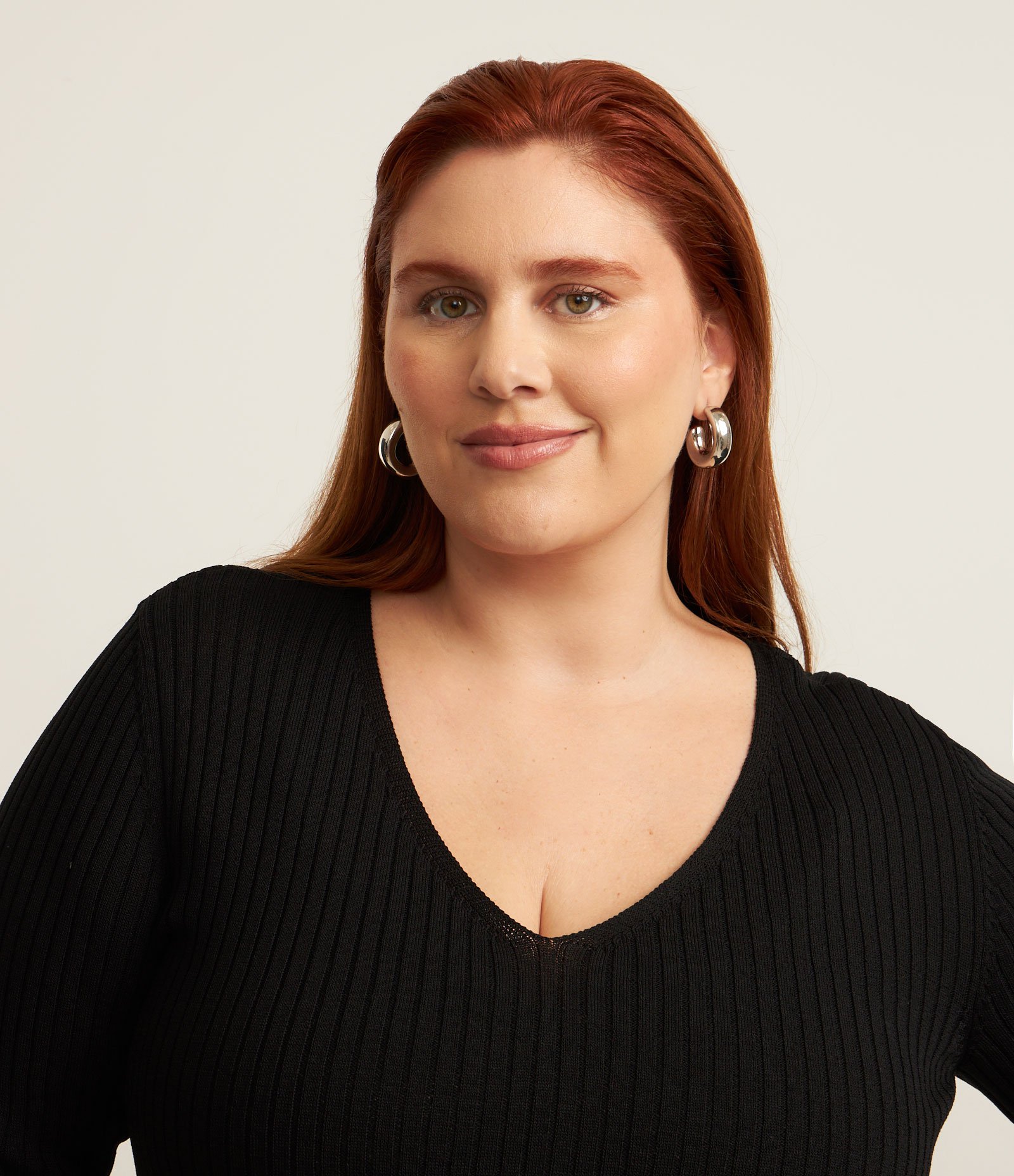 Blusa Manga Longa em Tricô Canelado Curve & Plus Size Preto 2