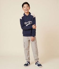 Calça Infantil em Microfibra com Bolsos e Velcro - Tam 5 a 14 Anos