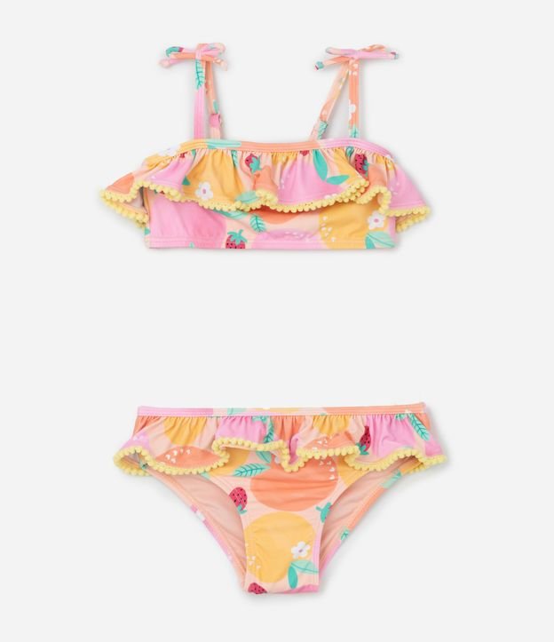 Biquini Infantil em Microfibra com Estampa de Frutinhas - Tam 2 a 4 Anos