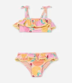 Biquini Infantil em Microfibra com Estampa de Frutinhas - Tam 2 a 4 Anos