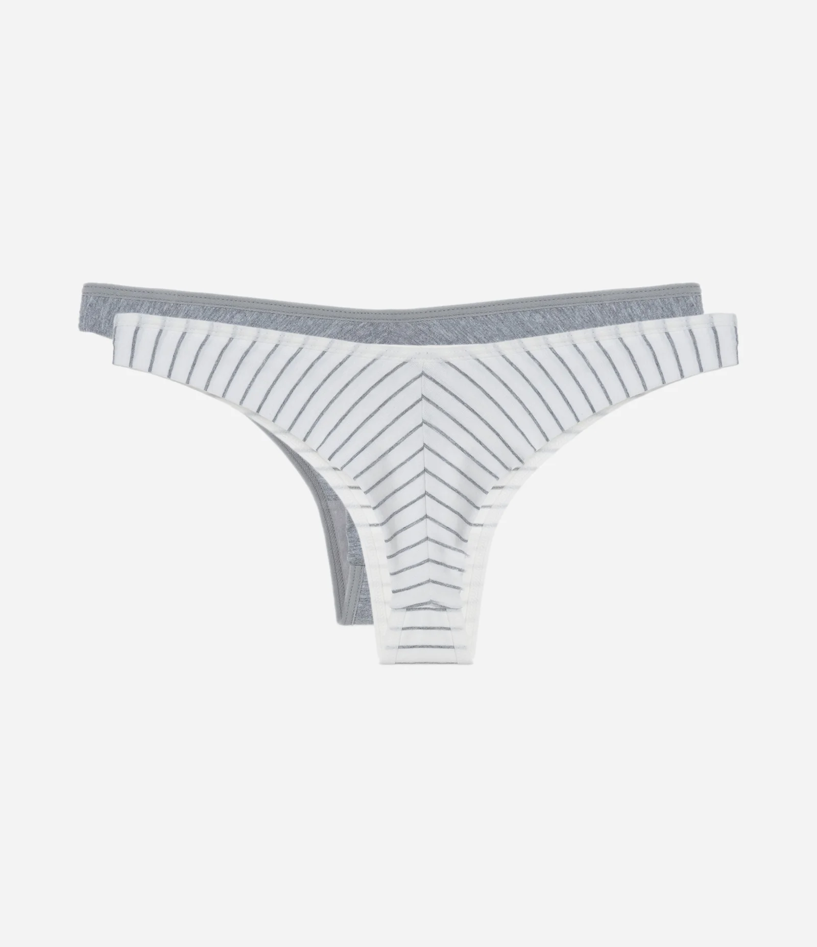 Kit 02 Calcinhas Biquíni Fio Duplo em Algodão Lisa e Estampada Cinza Mescla/Branca 2