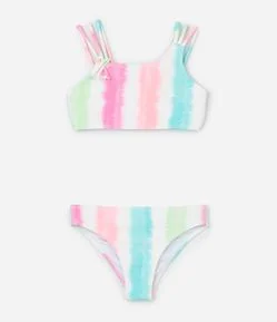 Biquini Infantil em Microfibra com Estampa Degrade Texturizado - Tam 5 a 14 Anos