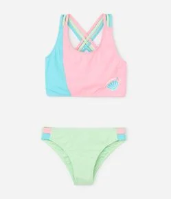 Biquini Infantil em Microfibra com Alças Cruzadas - Tam 5 a 14 Anos