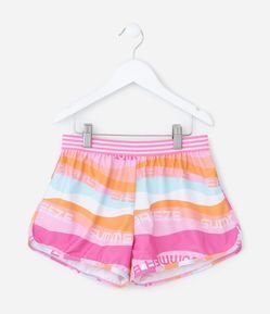Short Infantil em Microfibra com Estampa de Ondas - Tam 5 a 14 Anos