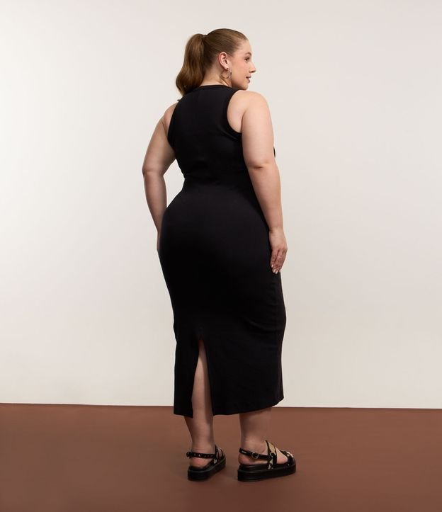 Vestido Midi em Ribana com Gola Redonda Curve & Plus Size