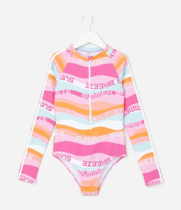 Maiô Infantil com Estampa Ondulada Summer Breeze - Tam 5 a 14