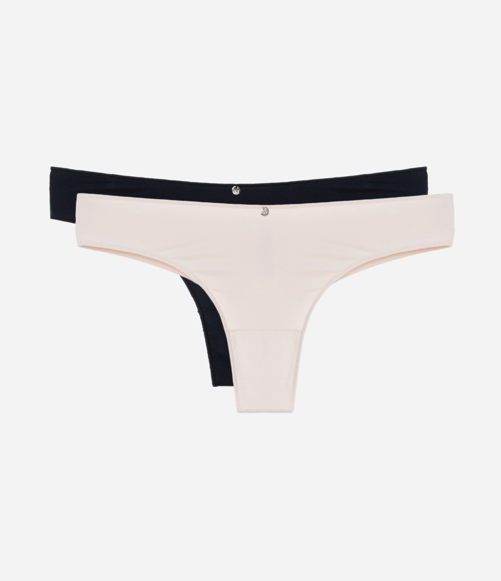 Kit 02 Calcinhas Biquíni Fio Duplo em Microfibra Básicas Preto/Rosa Claro 1