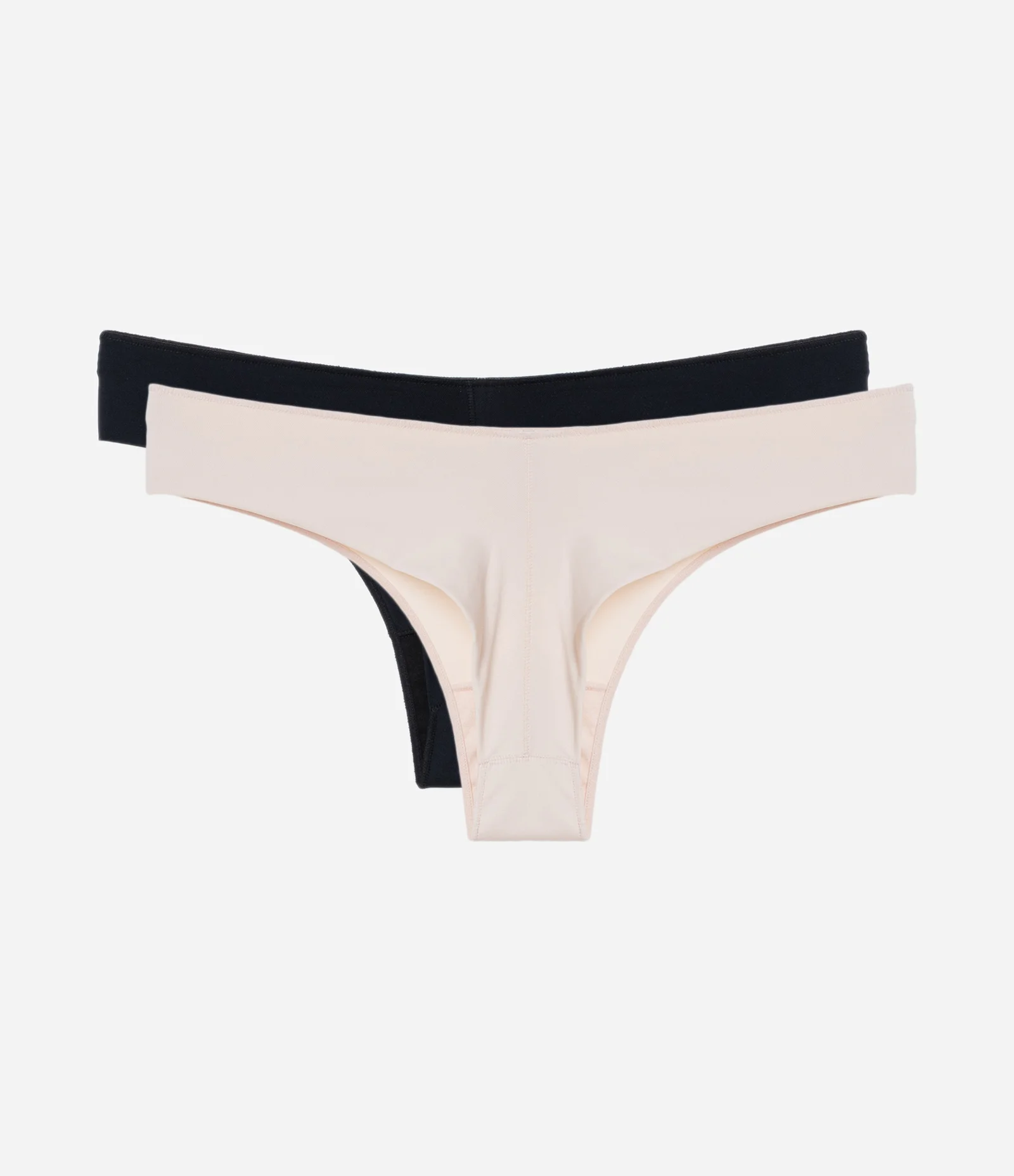 Kit 02 Calcinhas Biquíni Fio Duplo em Microfibra Básicas Preto/Rosa Claro 2