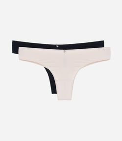 Kit 02 Calcinhas Biquíni Fio Duplo em Microfibra Básicas