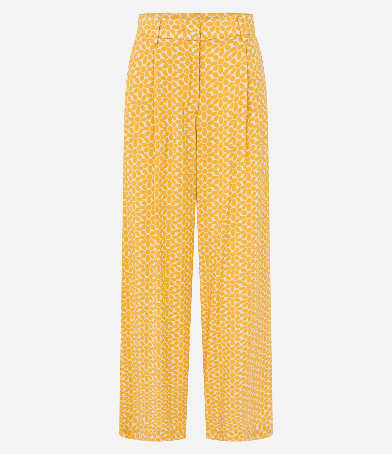Calça Wide Leg em Viscose Twill com Cintura Alta Estampa Gravataria Amarelo 6