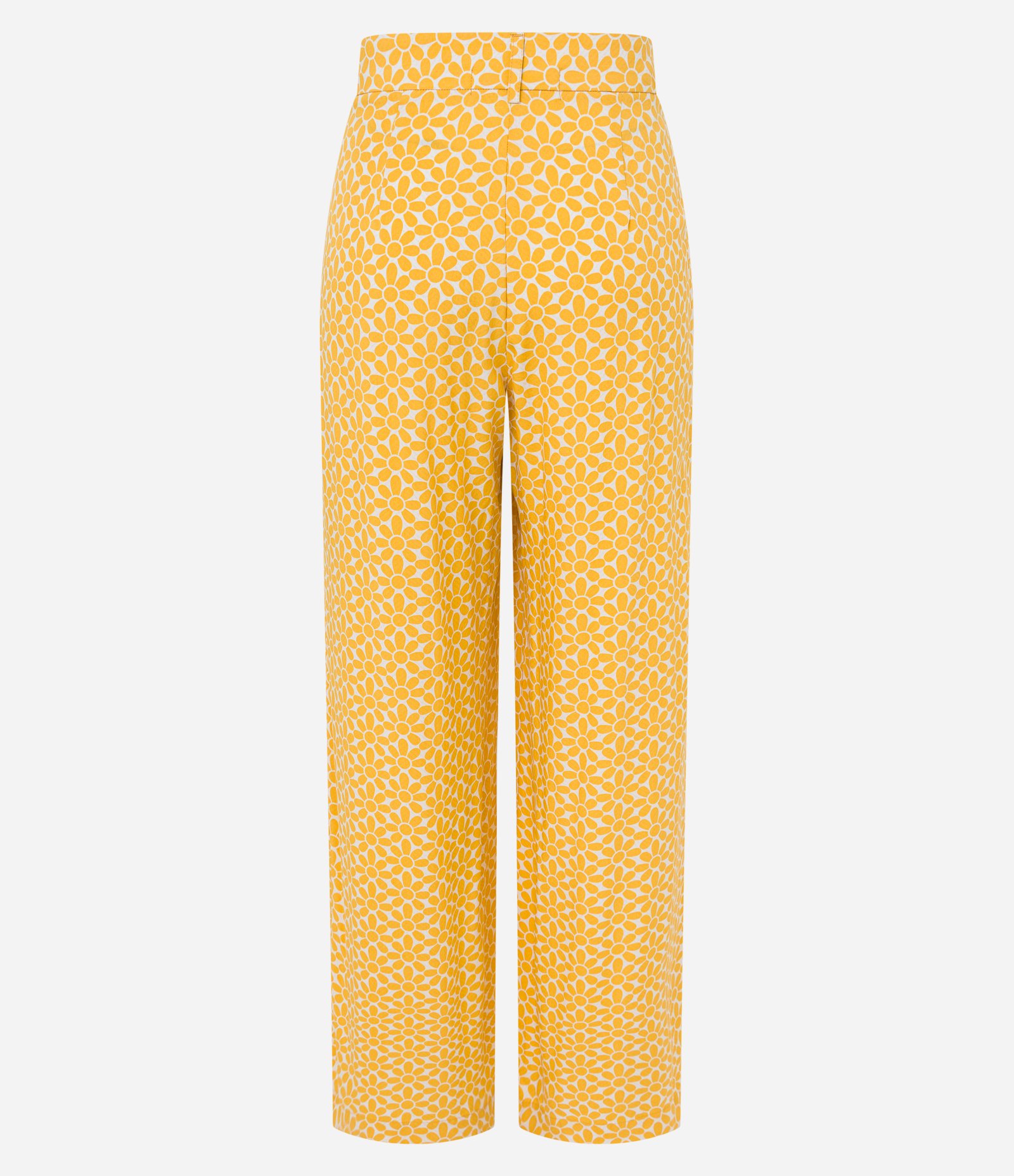 Calça Wide Leg em Viscose Twill com Cintura Alta Estampa Gravataria Amarelo 7