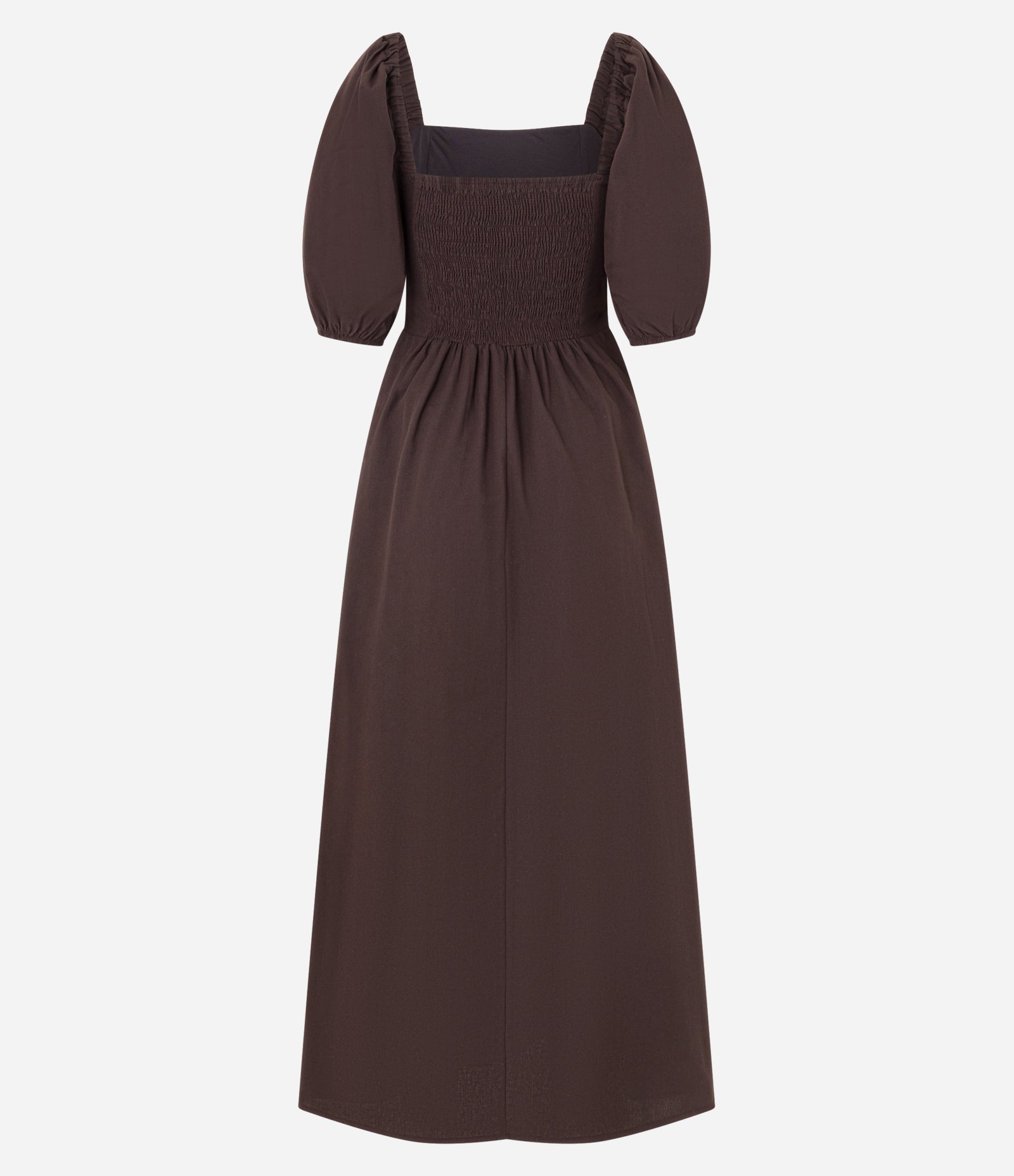 Vestido Longo em Tricoline Corsetado com Lastex nas Costas Marrom 6