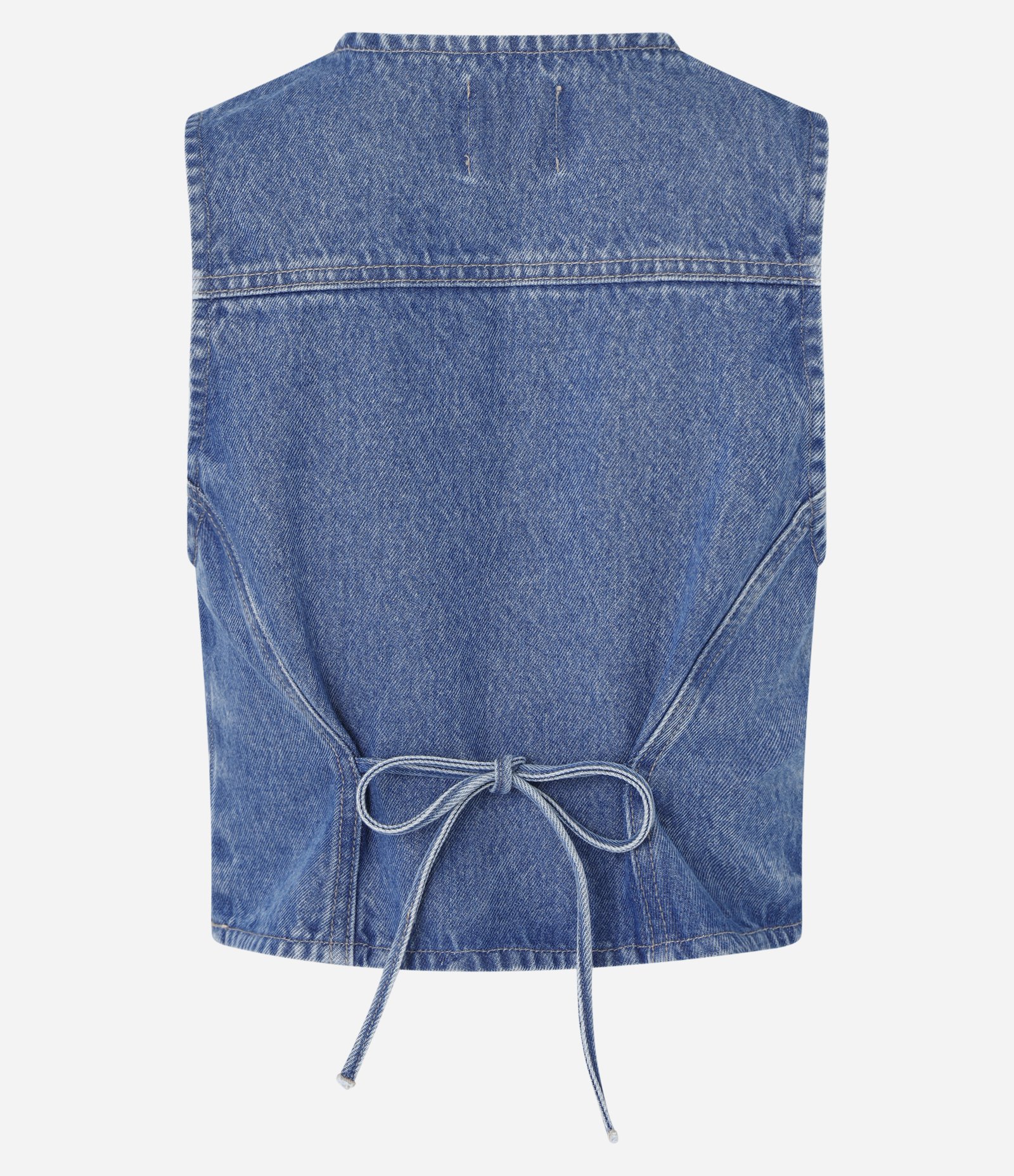 Colete em Jeans e Botões Frontais e Amarração nas Costas Azul 2