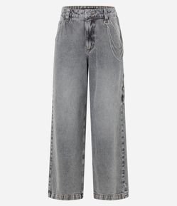 Calça Skater Jeans com Correntes na Lateral