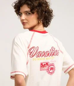 Camiseta em Malha de Algodão com Estampa Vacation
