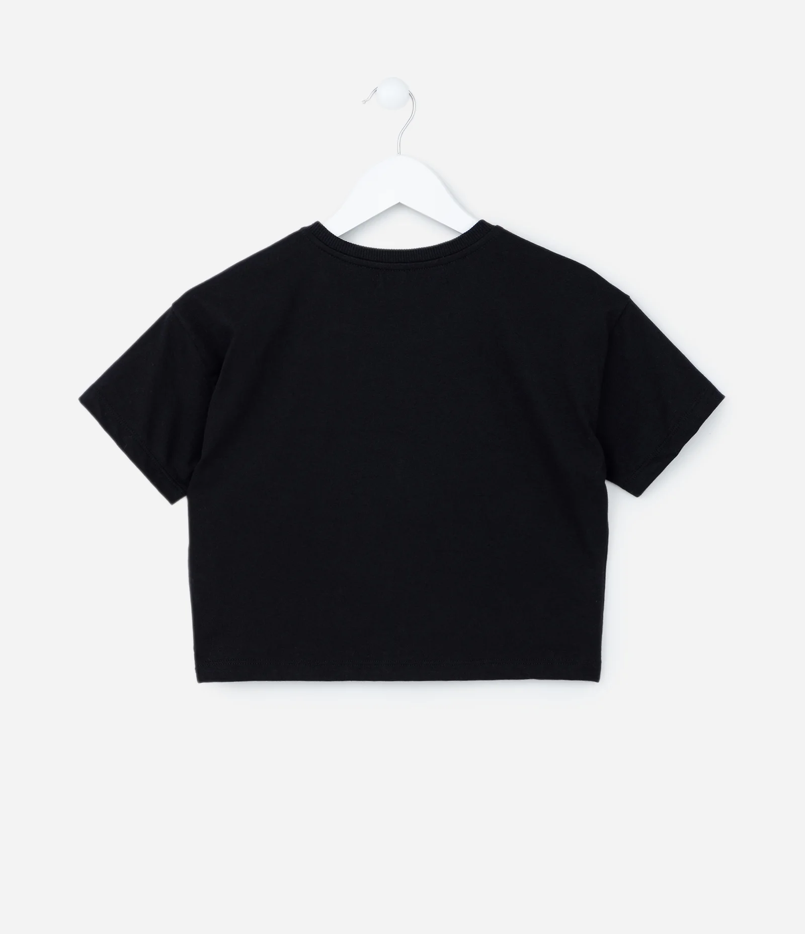 Camiseta Curta Infantil com Bordado em Paetê de Laço - Tam 5 a 14 Anos Preto 2