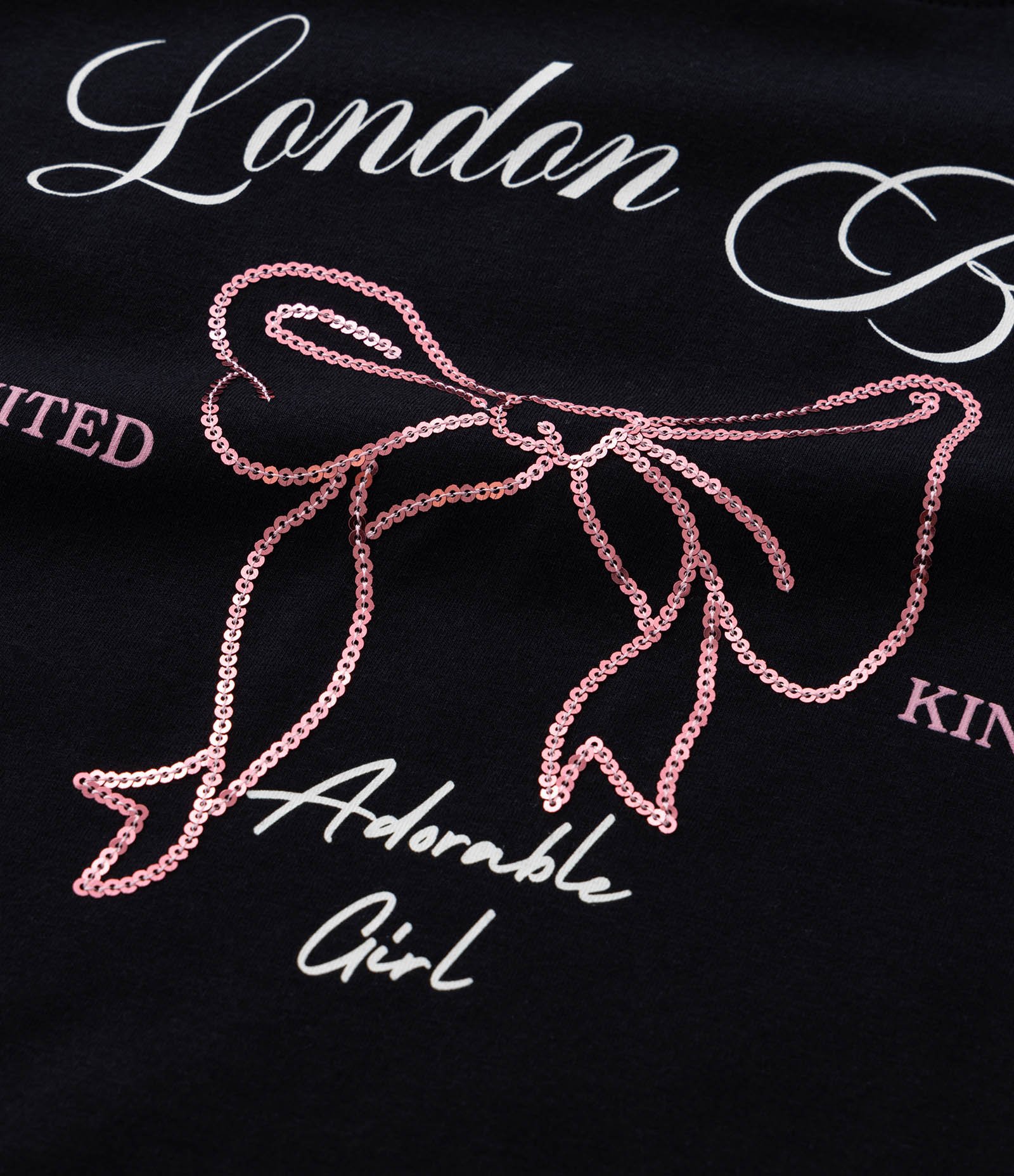 Camiseta Curta Infantil com Bordado em Paetê de Laço - Tam 5 a 14 Anos Preto 5