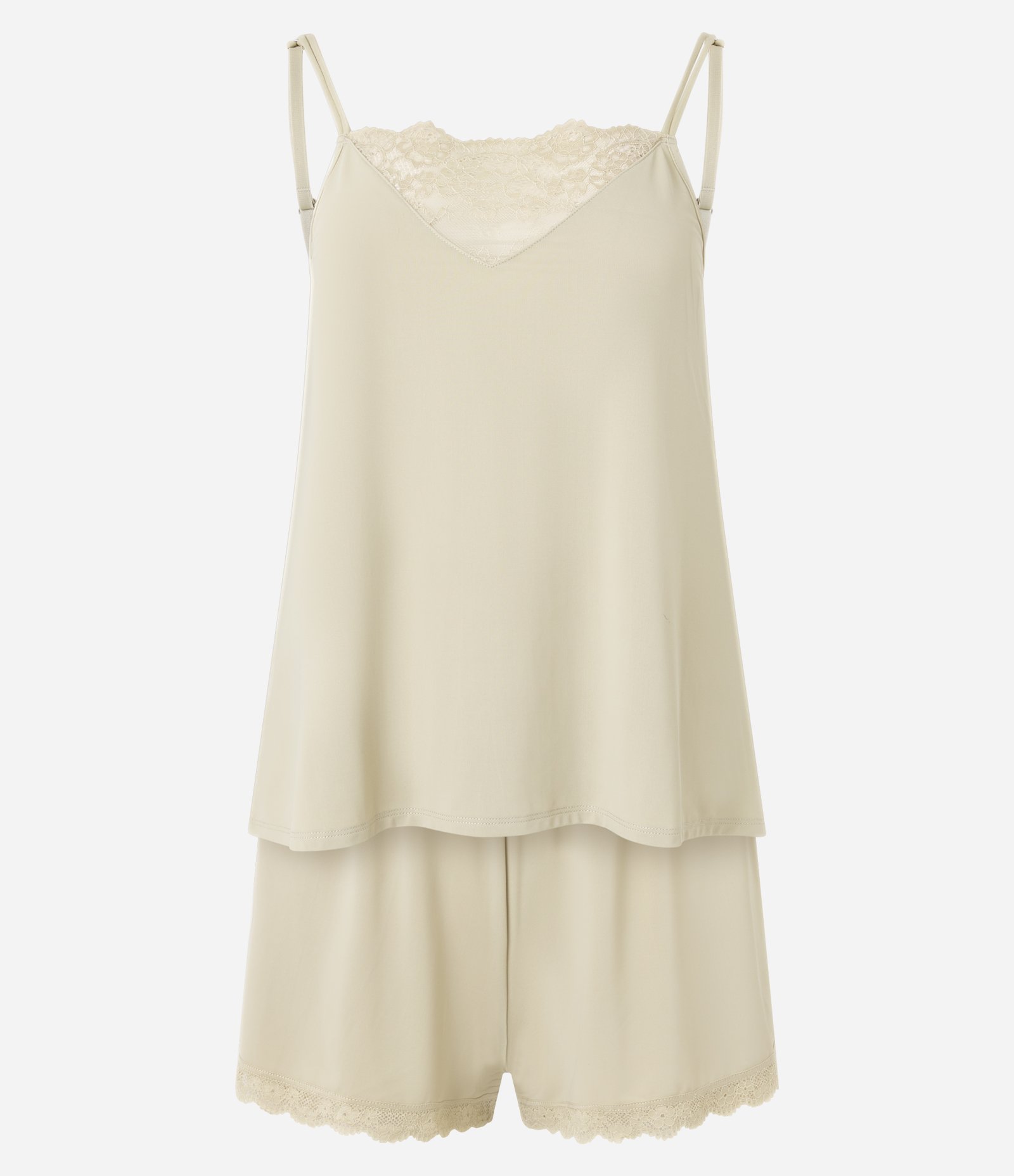 Pijama Short Doll em Microfibra com Renda Amarelo 4