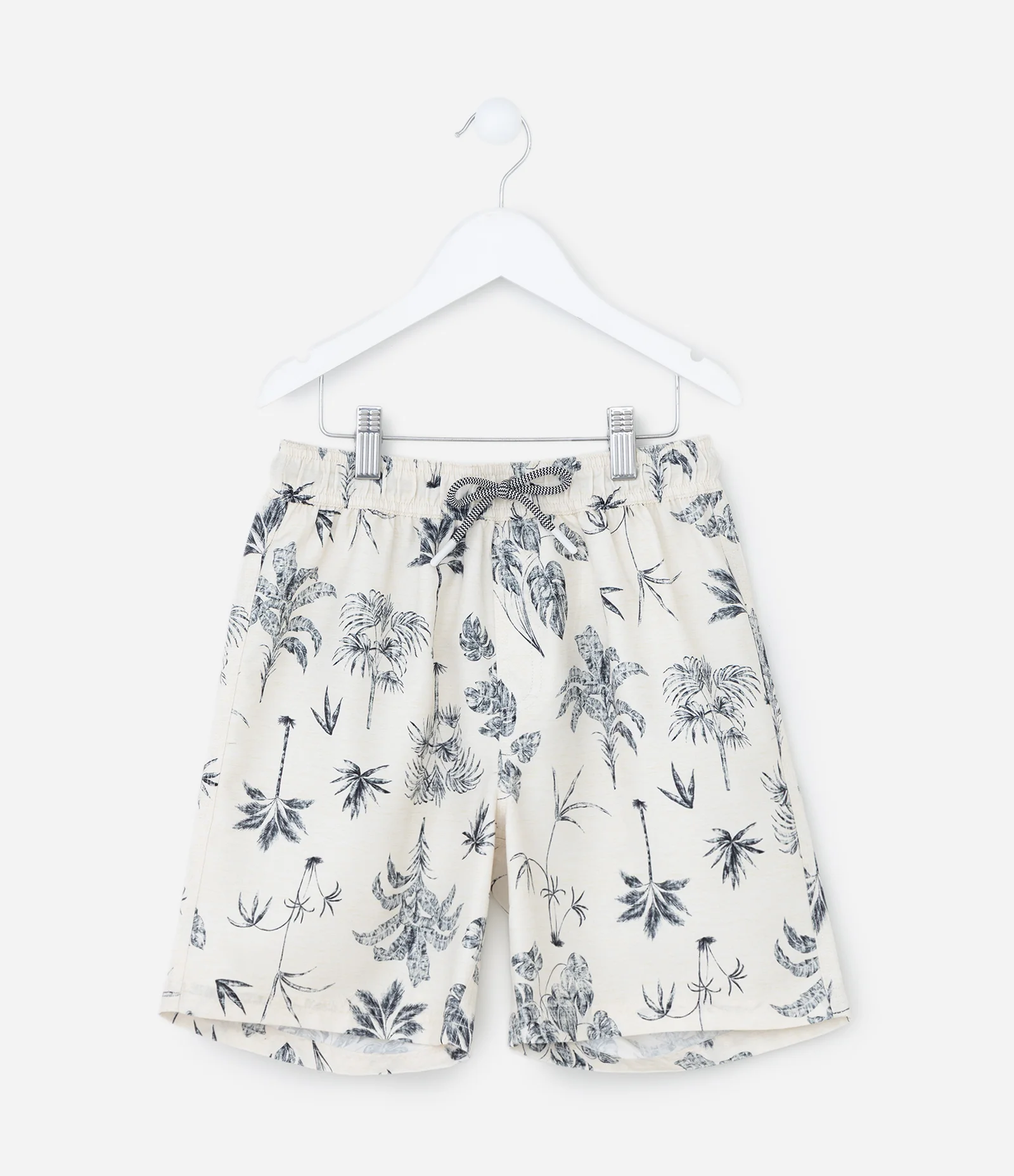 Bermuda Infantil com Estampa Folhagem - Tam 5 A 14 Anos Branco 1