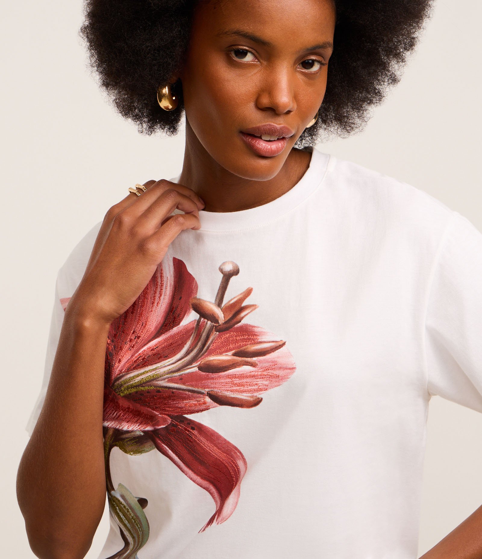 Blusa em Algodão com Estampa Floral de Lírio Branco 3