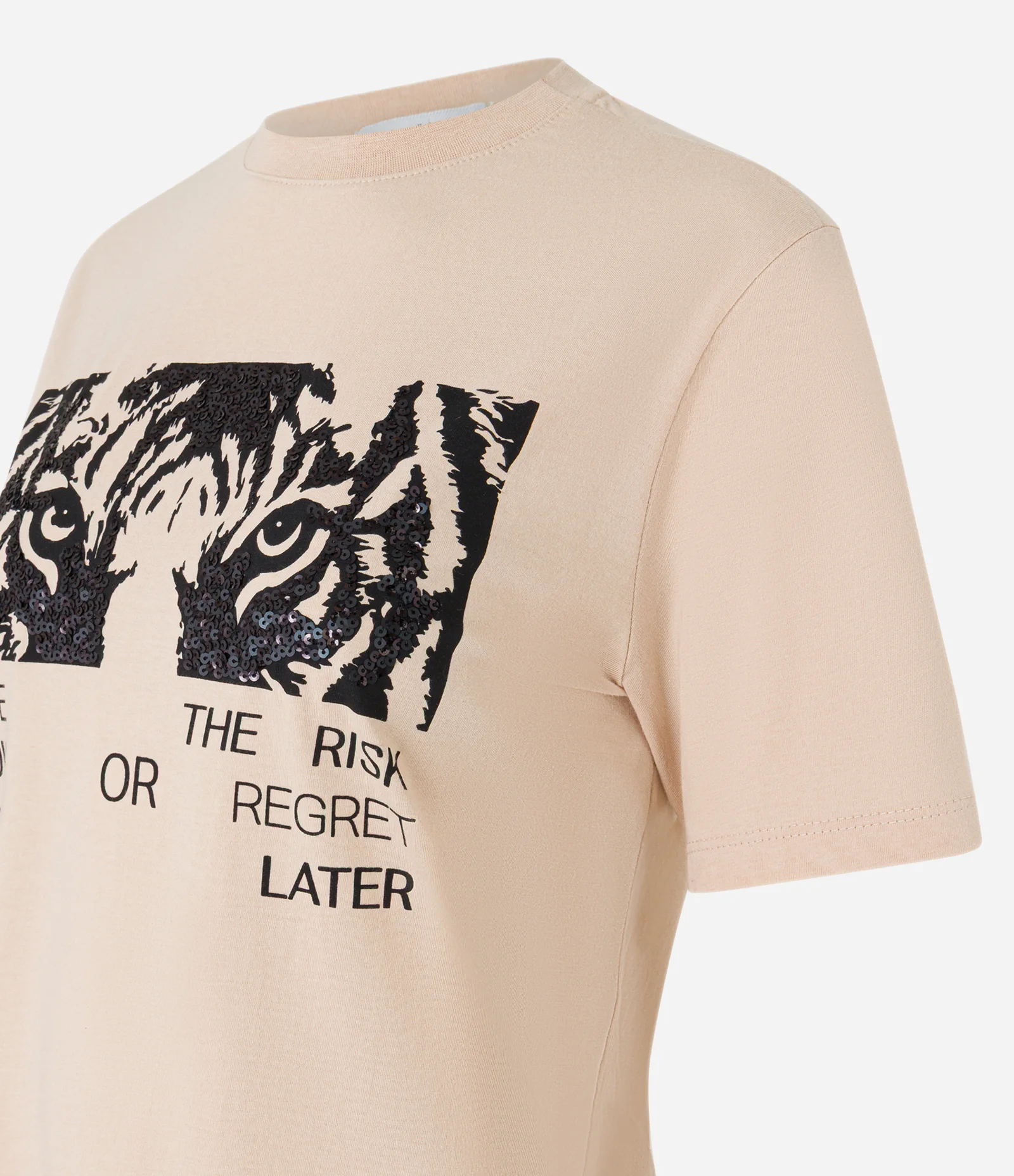 Camiseta em Algodão com Estampa Olhar de Tigre Bege 6