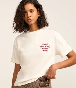 Camiseta Boxy em Algodão com Bordado New York