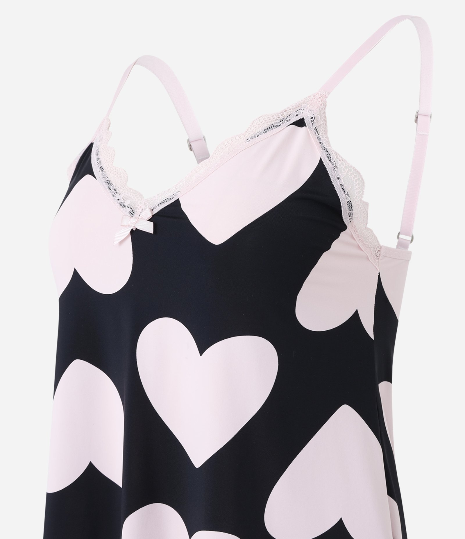 Pijama Short Doll em Microfibra Estampa Maxi Coração Preto/Rosa 5