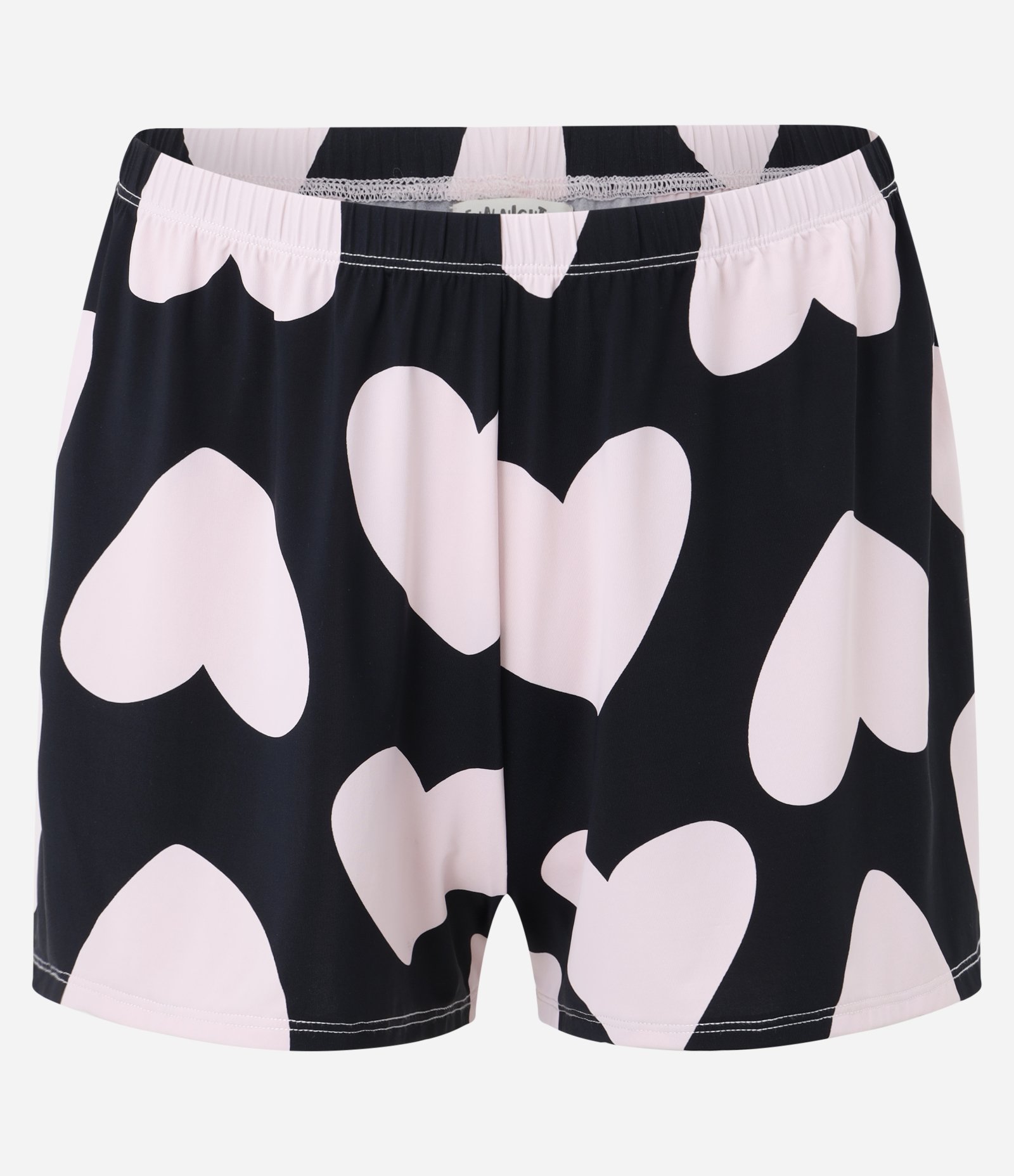 Pijama Short Doll em Microfibra Estampa Maxi Coração Preto/Rosa 7