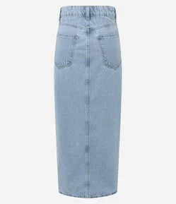 Saia New Midi Jeans com Fenda Frontal