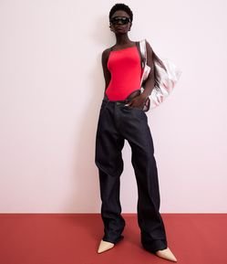 Maiô de Alcinha em Microfibra com Viés Contrastante