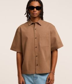 Camisa Boxy em Algodão com Bolso Texturizada