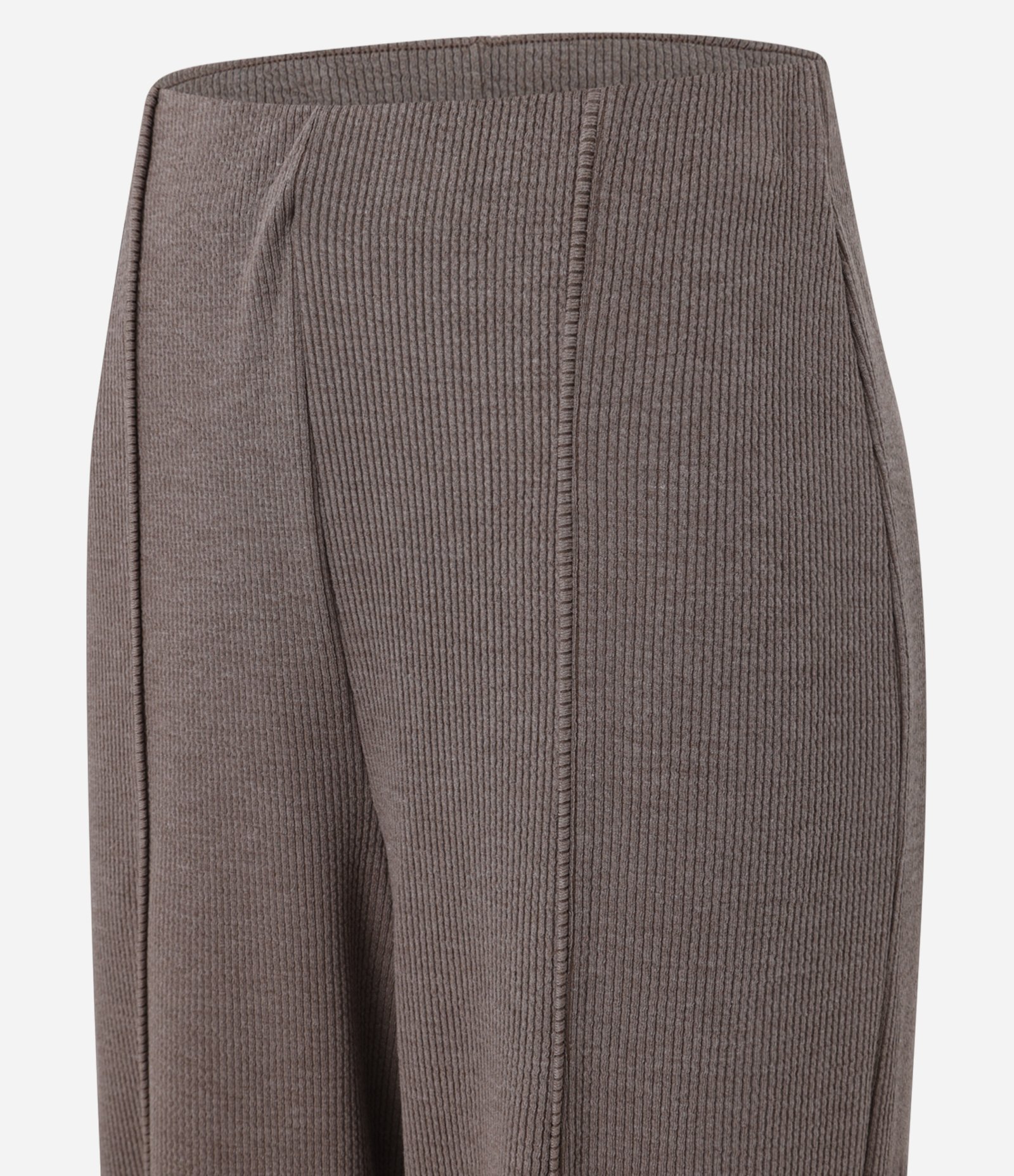 Calça Pantalona Canelada em Anarruga com Frisos Texturizados Marrom 6