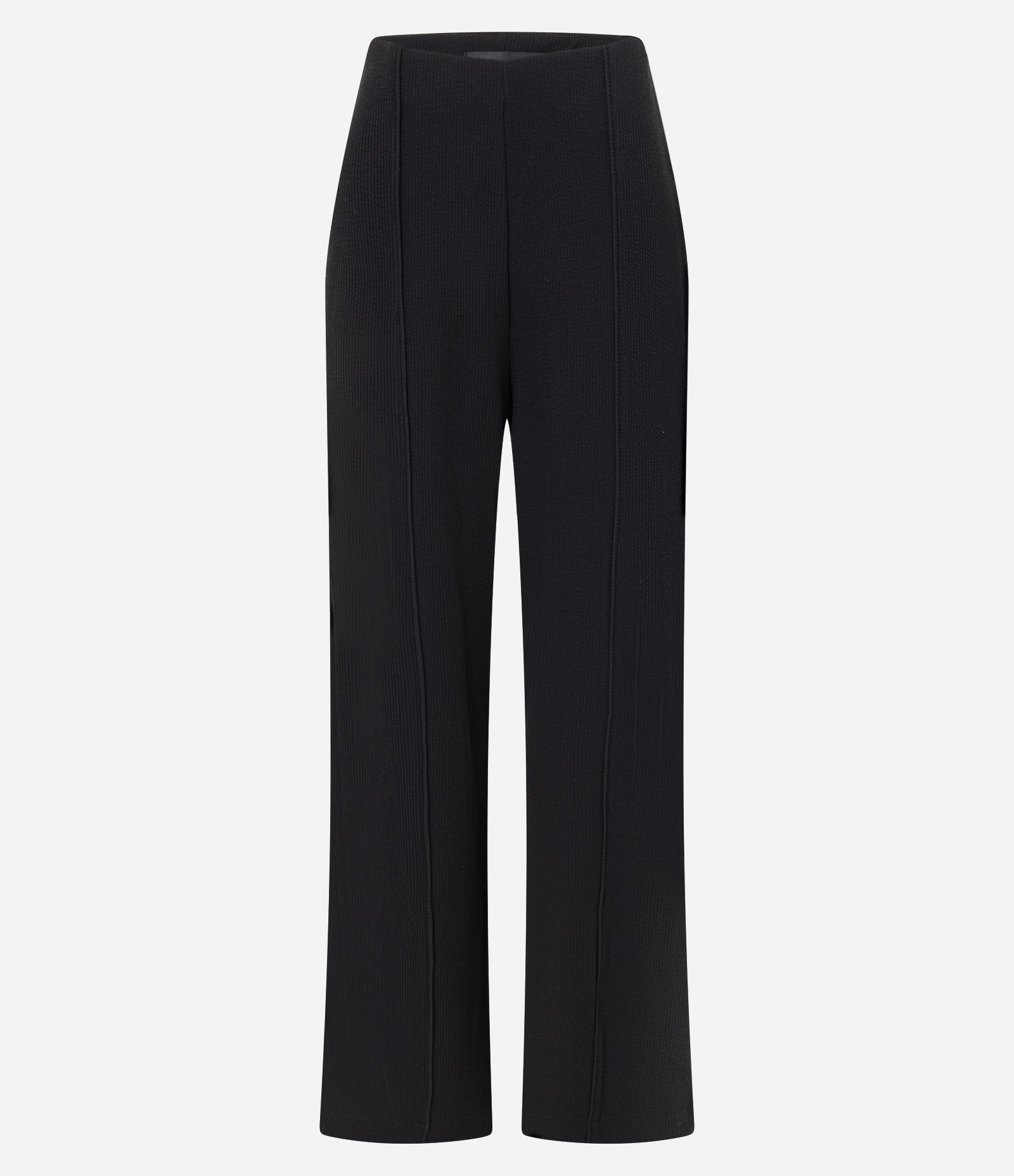 Calça Pantalona Canelada em Anarruga com Frisos Texturizados Preto 5