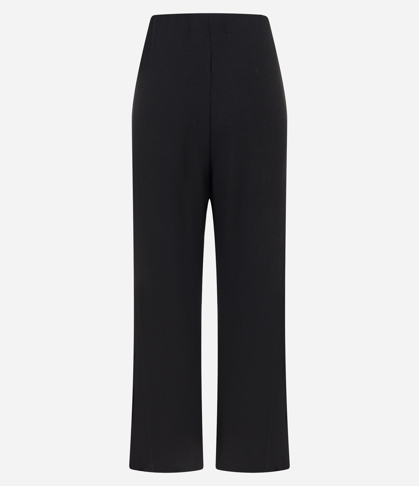 Calça Pantalona Canelada em Anarruga com Frisos Texturizados Preto 7