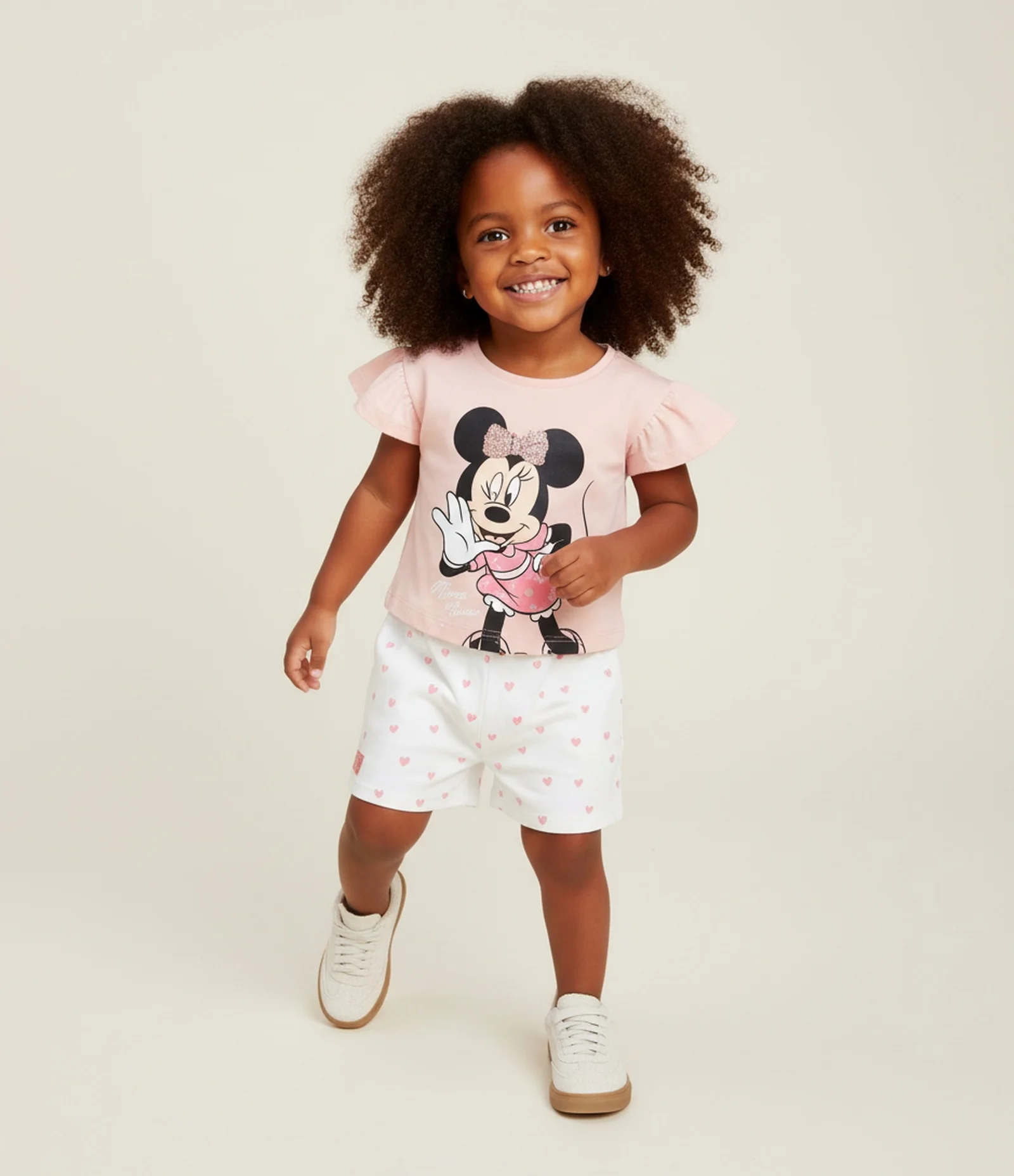Conjunto Infantil com Estampa Minnie - Tam 1 a 6 Anos Rosa/Branco 1