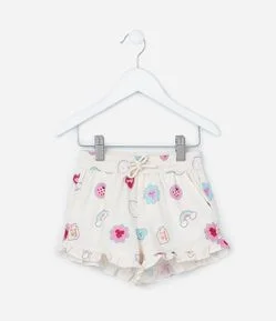 Short Infantil com Babados e Estampa Divertida - Tam e 1 a 6 Anos