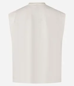 Blusa sem Manga em Algodão com Detalhe Franzido no Ombro