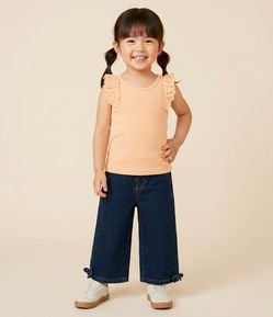 Regata Infantil em Ribana com Babado em Broderie - Tam 1 a 5 Anos
