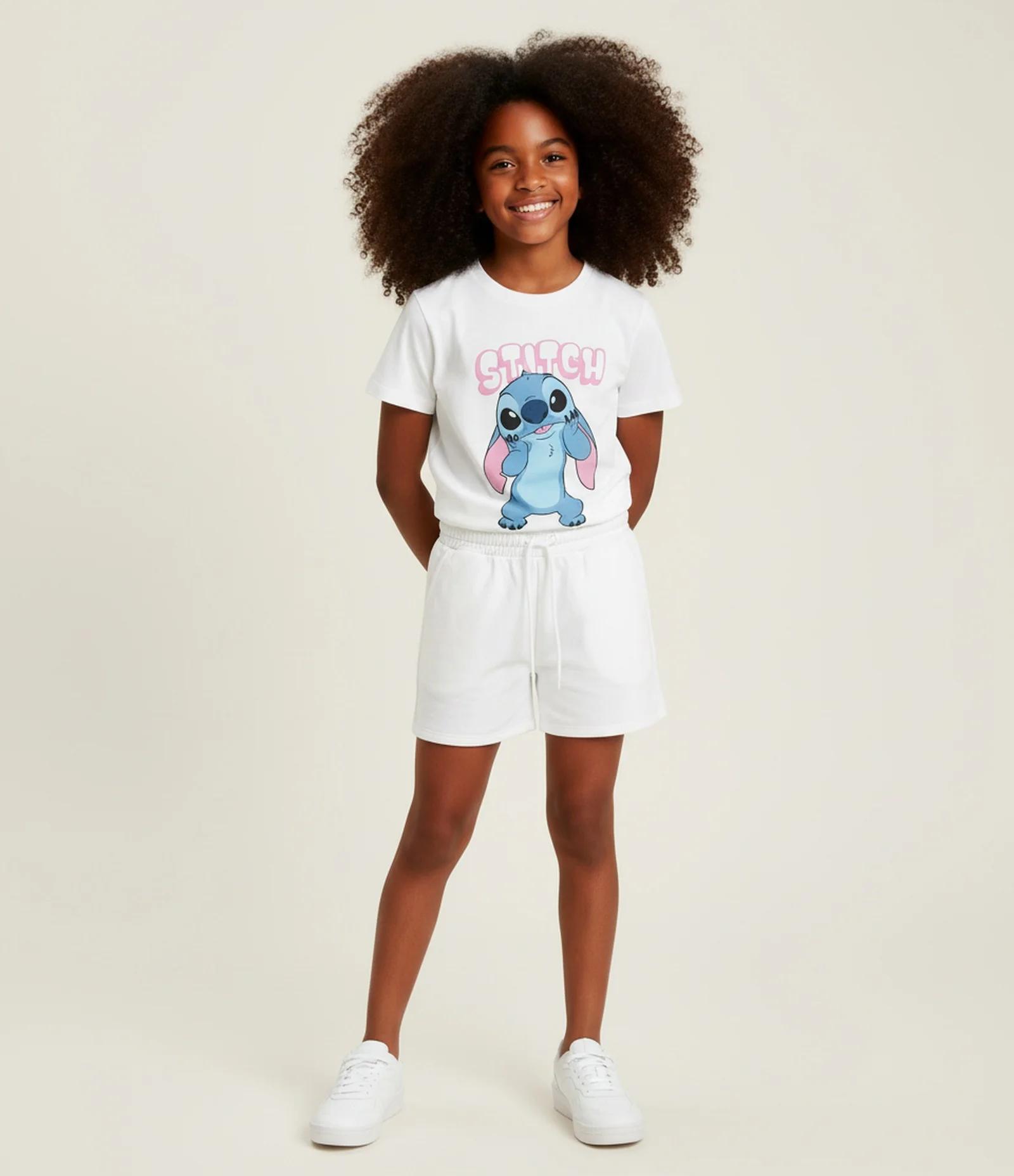 Camiseta Infantil com Estampa do Stitch - Tam 5 a 14 Anos Branco 1