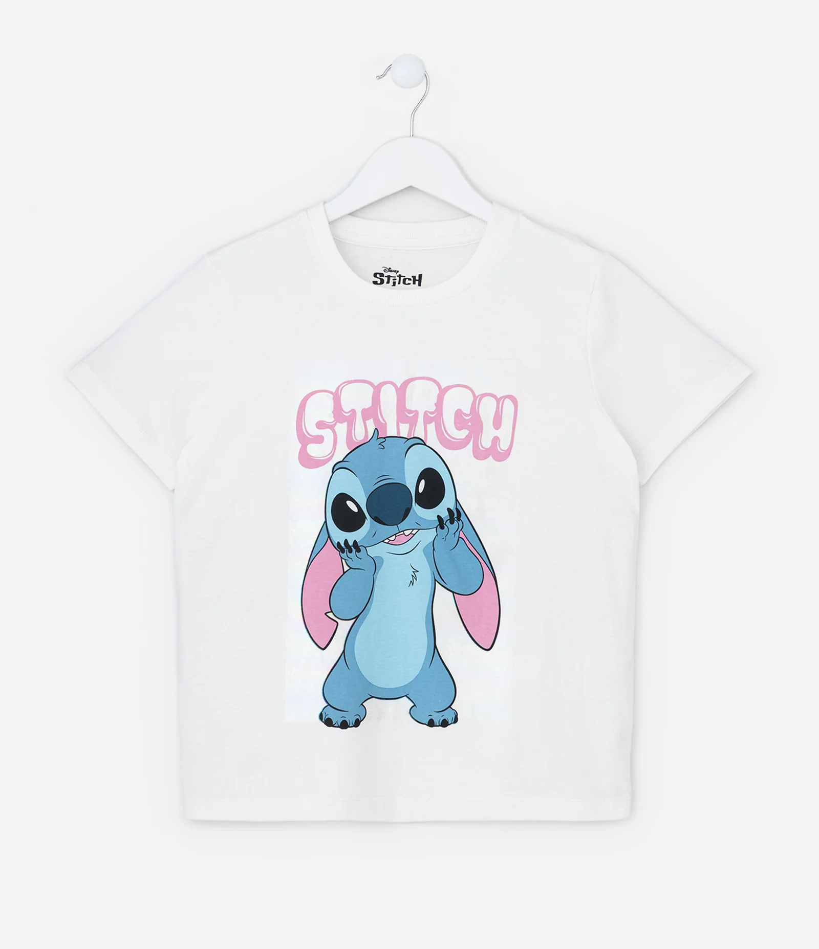 Camiseta Infantil com Estampa do Stitch - Tam 5 a 14 Anos Branco 2