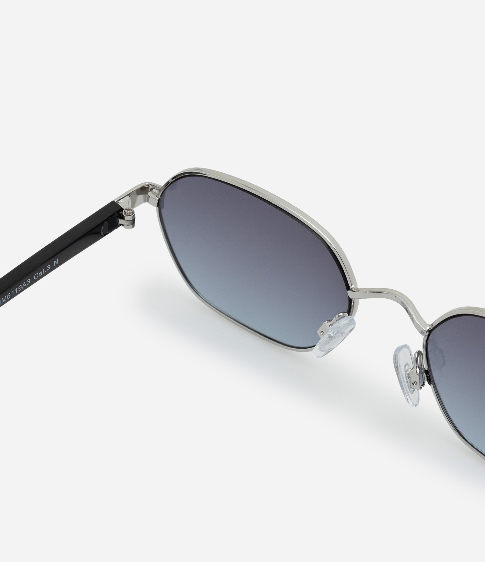 Óculos de Sol Redondo com Haste Fina e Lente Fume Degrade Prata 3