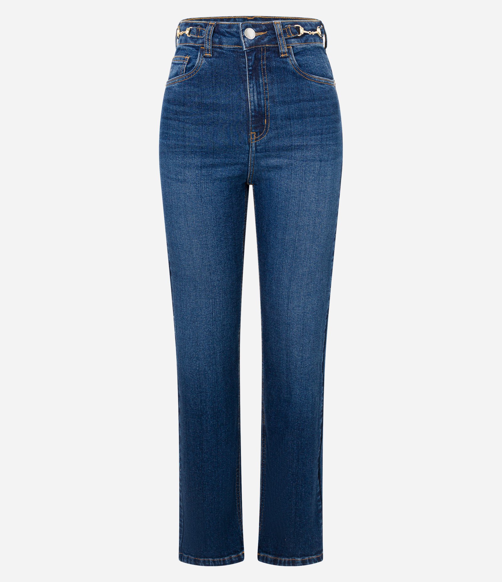 Calça Reta Jeans Comfort com Grilhão no Cós Azul 5