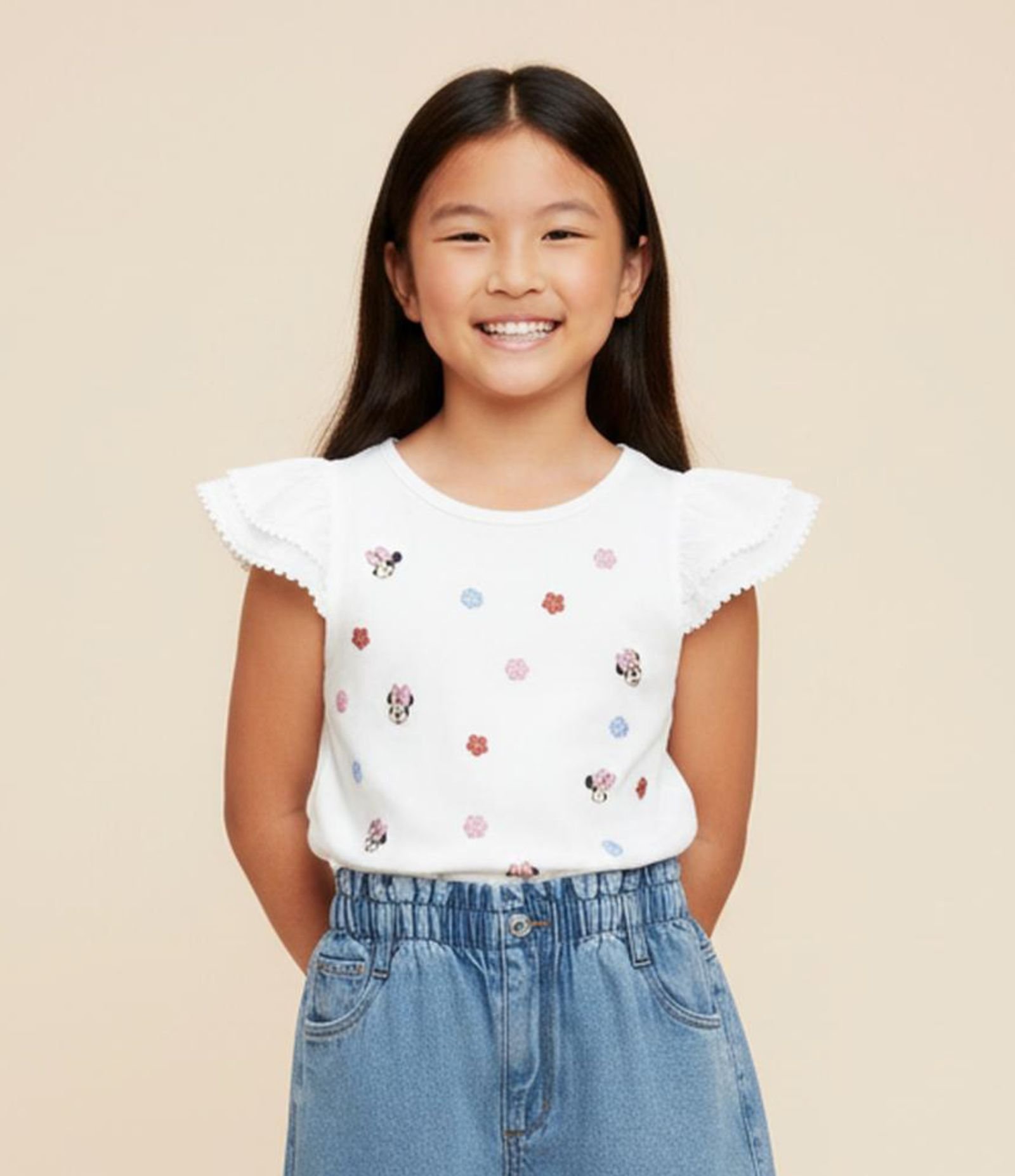 Blusa Infantil com Babadinho e Estampa Minnie - Tam 1 a 5 Anos Branco 1