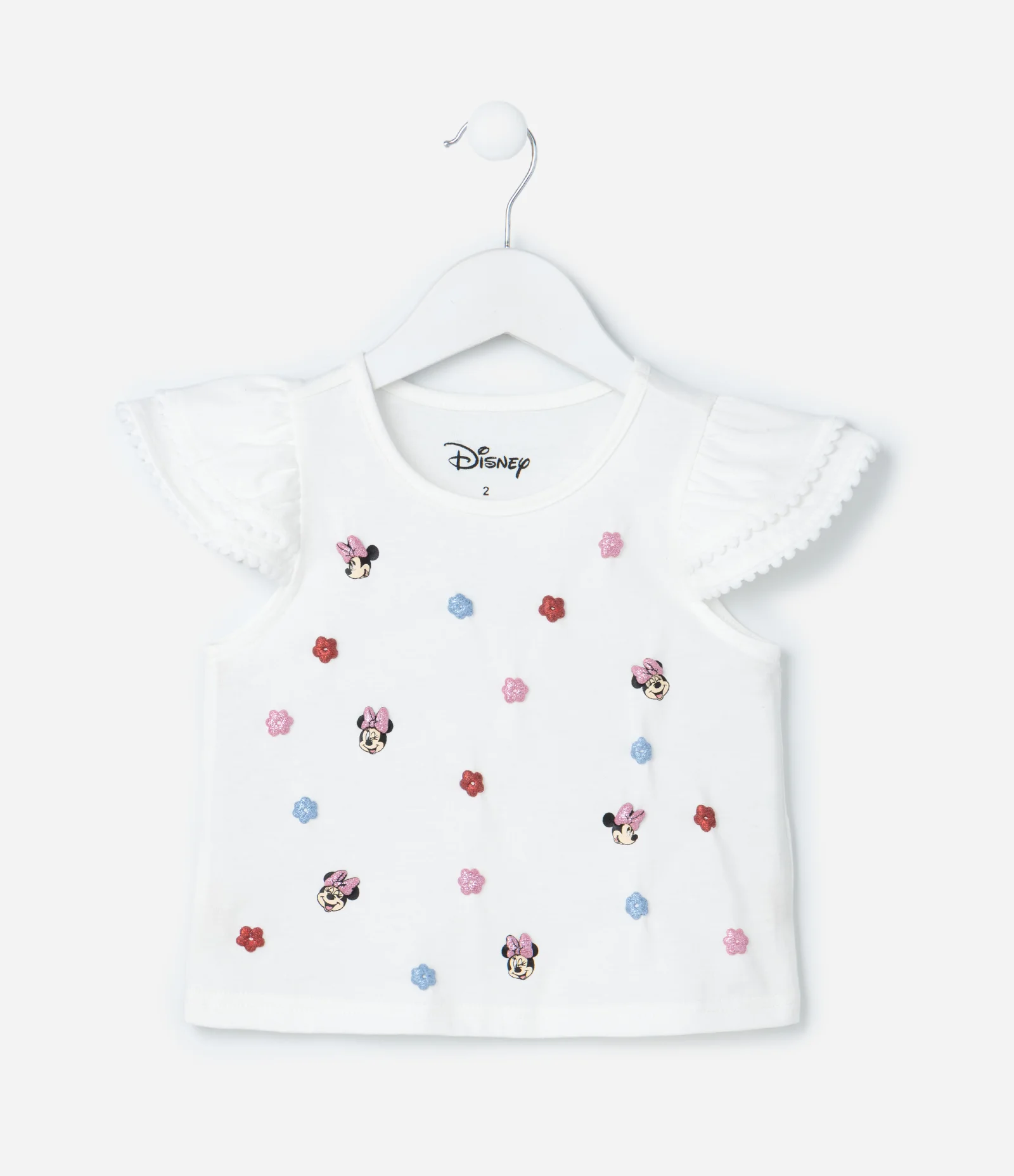 Blusa Infantil com Babadinho e Estampa Minnie - Tam 1 a 5 Anos Branco 2