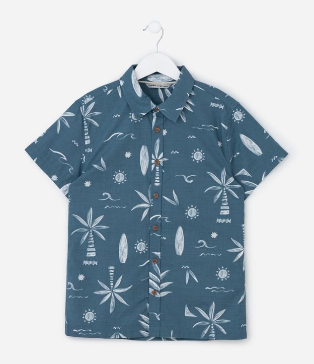 Camisa Infantil em Flanela com Estampa Tropical - Tam 5 a 14 Anos