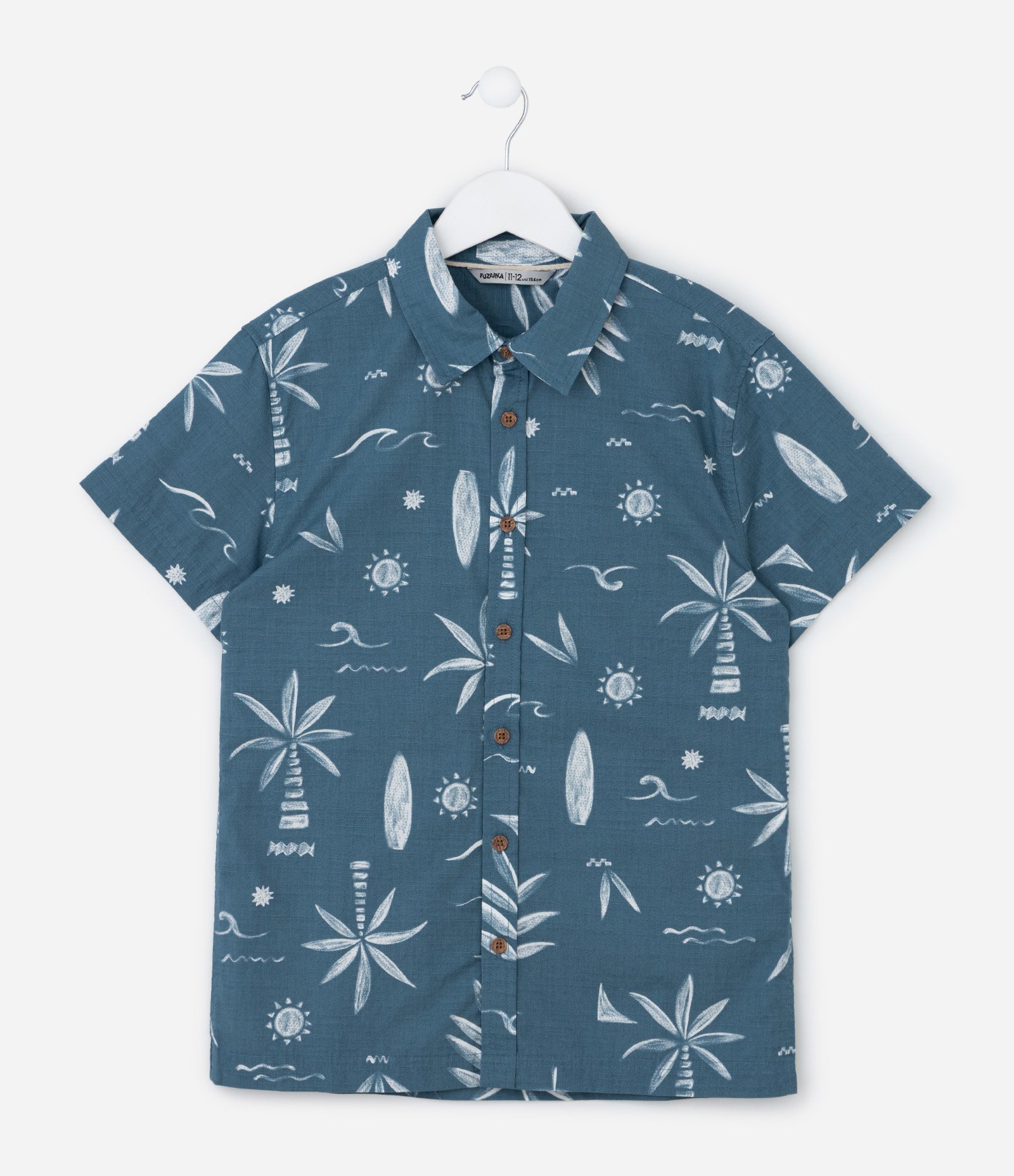 Camisa Infantil em Flanela com Estampa Tropical - Tam 5 a 14 Anos Azul 1