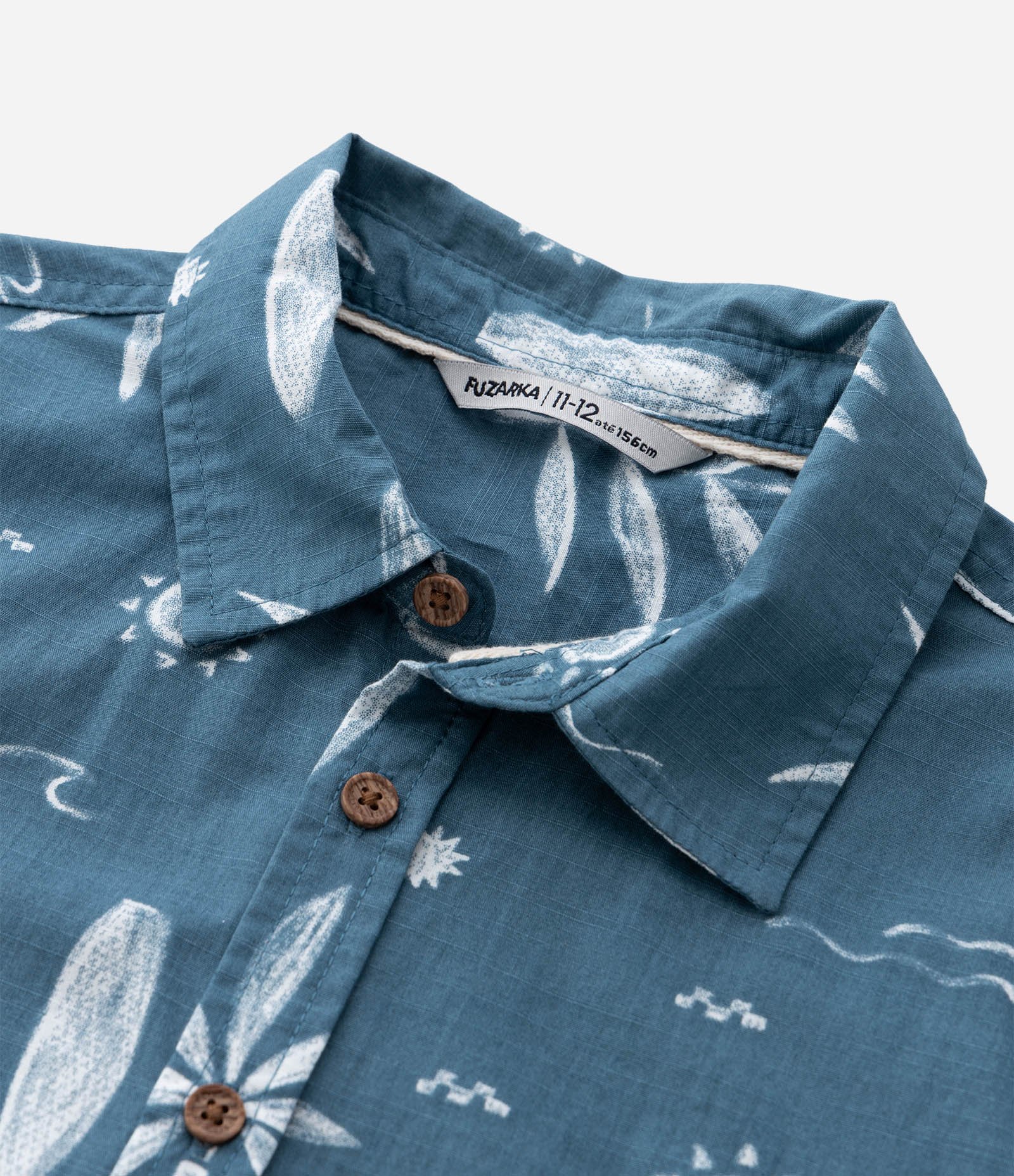 Camisa Infantil em Flanela com Estampa Tropical - Tam 5 a 14 Anos Azul 5