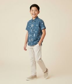 Camisa Infantil em Flanela com Estampa Tropical - Tam 5 a 14 Anos