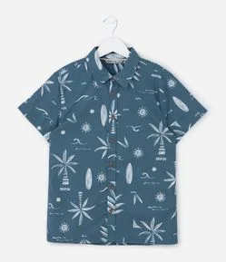 Camisa Infantil em Flanela com Estampa Tropical - Tam 5 a 14 Anos