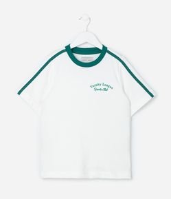Camiseta Infantil com Listras Contrastantes - Tam 5 a 14 Anos